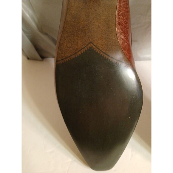 80s Selby Comfort Flex Colorblock Browns/Black Leather Gold Dots Low Heel 9.5 - Picture 9 of 16